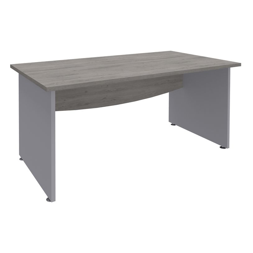 3253310175013-Bureau droit DUAL - L140 - Pieds Alu - plateau imitation Chêne gris-P_400008999_1-0