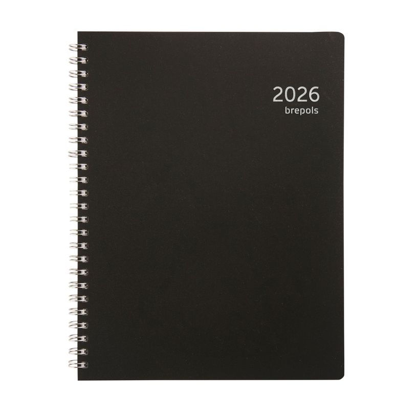 5412303375887-Agenda à spirale Polyprop Timing - 1 semaine par page - 17 x 22 cm - noir - Brepols--0