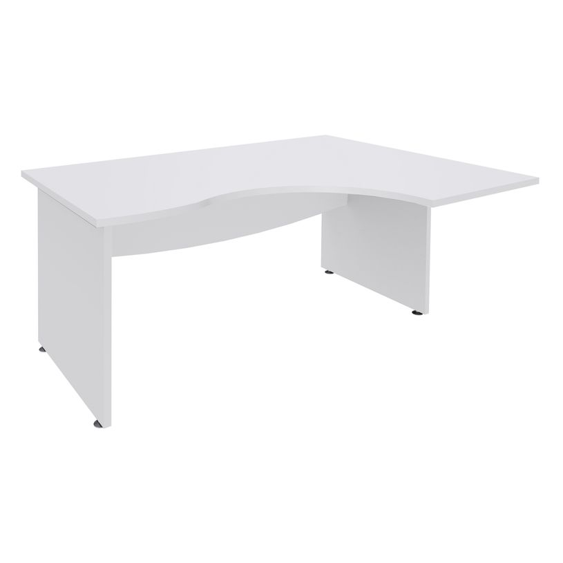 3253310175266-Bureau compact à droite DUAL - L160 cm - Pieds blanc - plateau blanc (Pieds de renfort ou caisson bout de bureau obligat-P_400009043_1-0