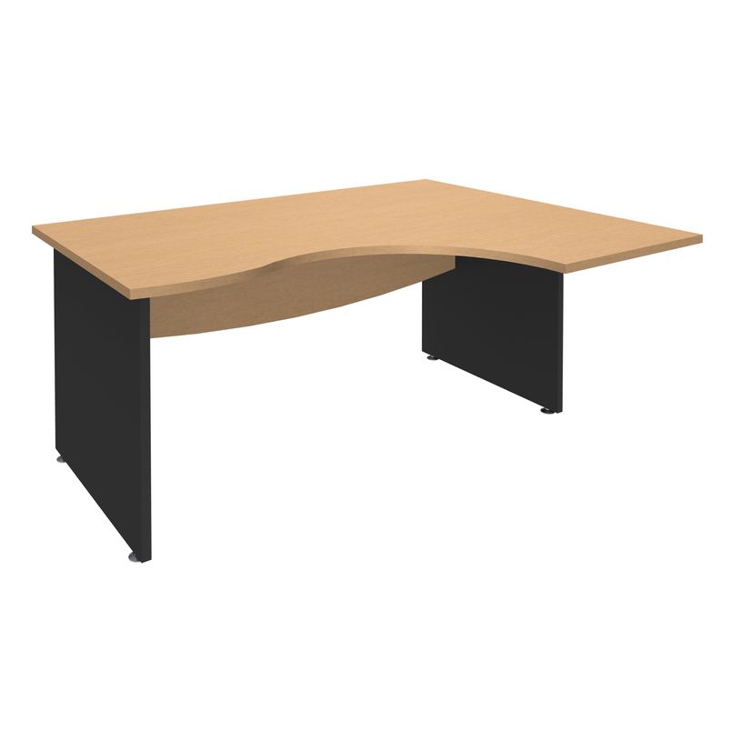 3253310106628-Bureau compact à droite DUAL - L160 cm - Pieds Anthracite - plateau imitation Hêtre (Pieds de renfort ou caisson bout de bureau obligat-P_400009045_1-0