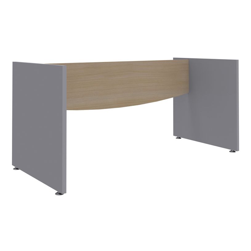 3253310175372-Bureau compact à gauche DUAL - L160 cm - Pieds blanc - plateau imitation Hêtre (Pieds de renfort ou caisson bout de bureau obligat-P_400009064_5-3