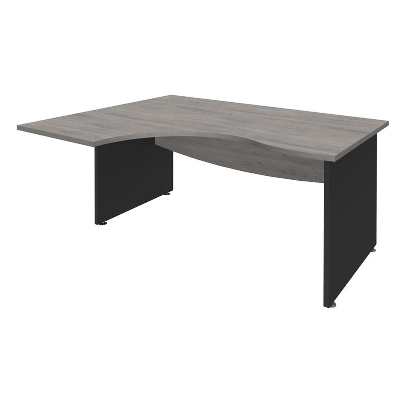 3253310175396-Bureau compact à gauche DUAL - L160 cm - Pieds Anthracite - plateau imitation Chêne gris (Pieds de renfort ou caisson bout de bureau obligat-P_400009069_1-0