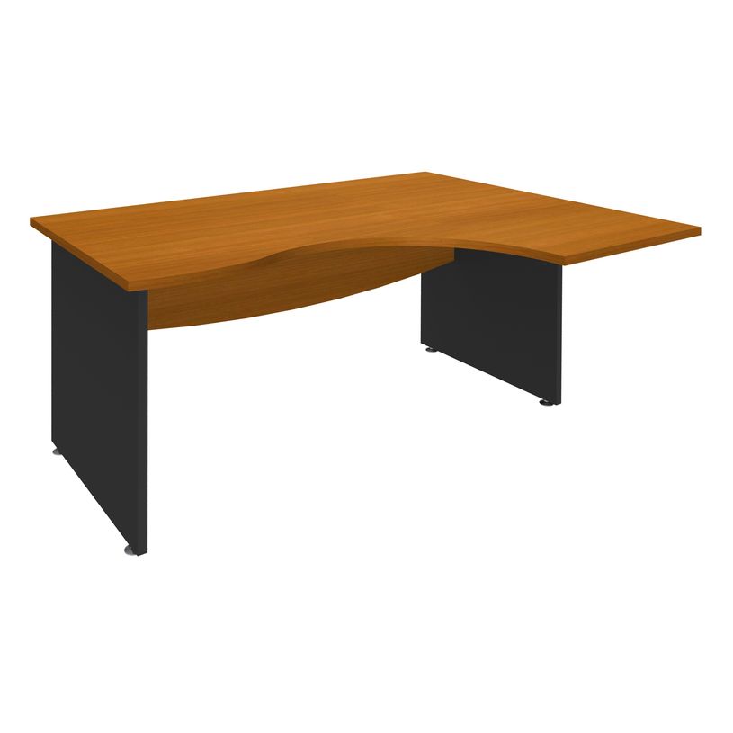 3253310106802-Bureau compact à droite DUAL - L180 cm - Pieds Anthracite - plateau imitation Merisier (Pieds de renfort ou caisson bout de bureau obligat-P_400009084_1-0