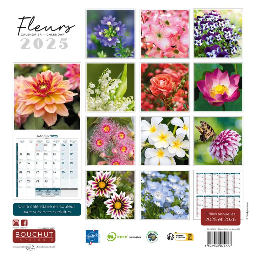 3592930027068-Calendrier illustré BOUCHUT 30 x 30 cm FLEURS 70 %-P_400009179_4-2
