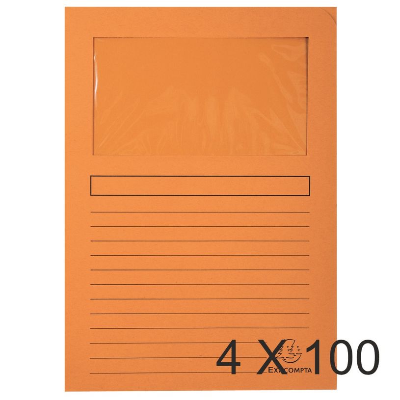 3130632501044-Exacompta Forever - 4 Paquets de 100 Chemises à fenêtre - 120 gr - orange-P_400010800_1-0
