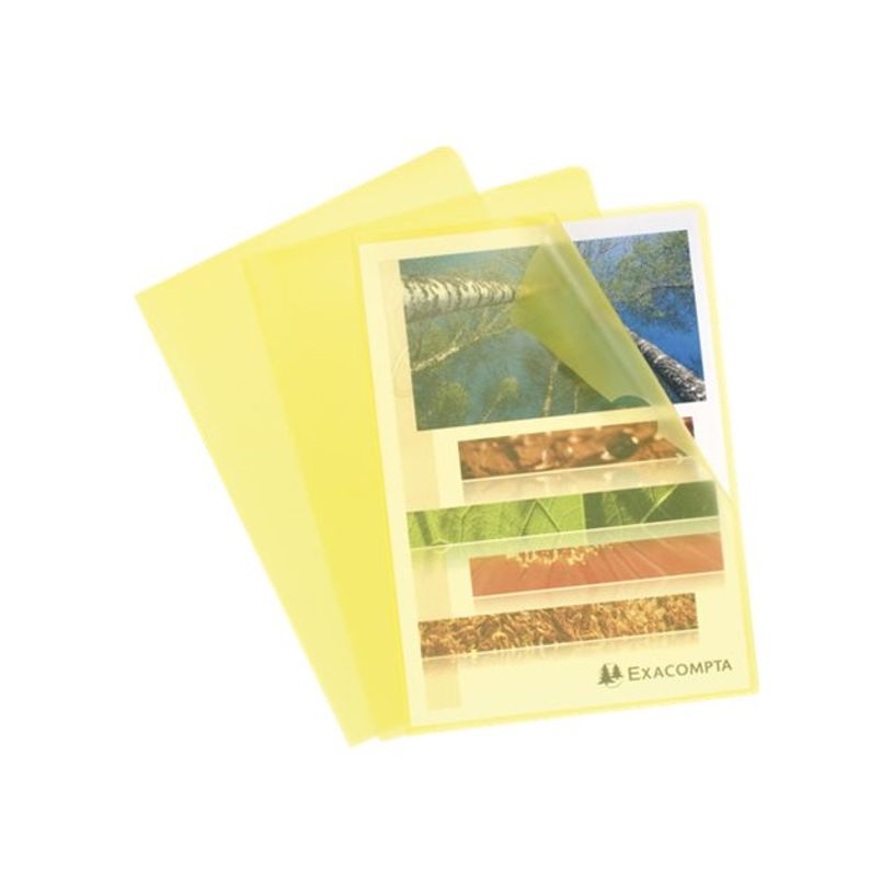 3130630585299-Exacompta - 100 Pochettes coin grainées - A4 - 12/100 - jaune-P_400011674_1-0