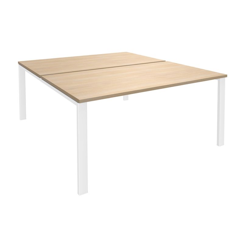 0404000121565-Bureau Bench IRIS - L120 cm - Plan de départ - Pieds blanc - plateau imitation Chêne cla-P_400012156_1-0