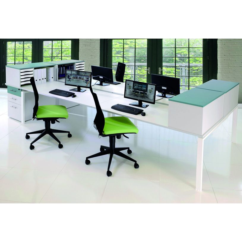 0404000122425-Bureau Bench IRIS - L180 cm - Plan suivant - Pieds blanc - plateau Blanc perle-P_400012242_6-1