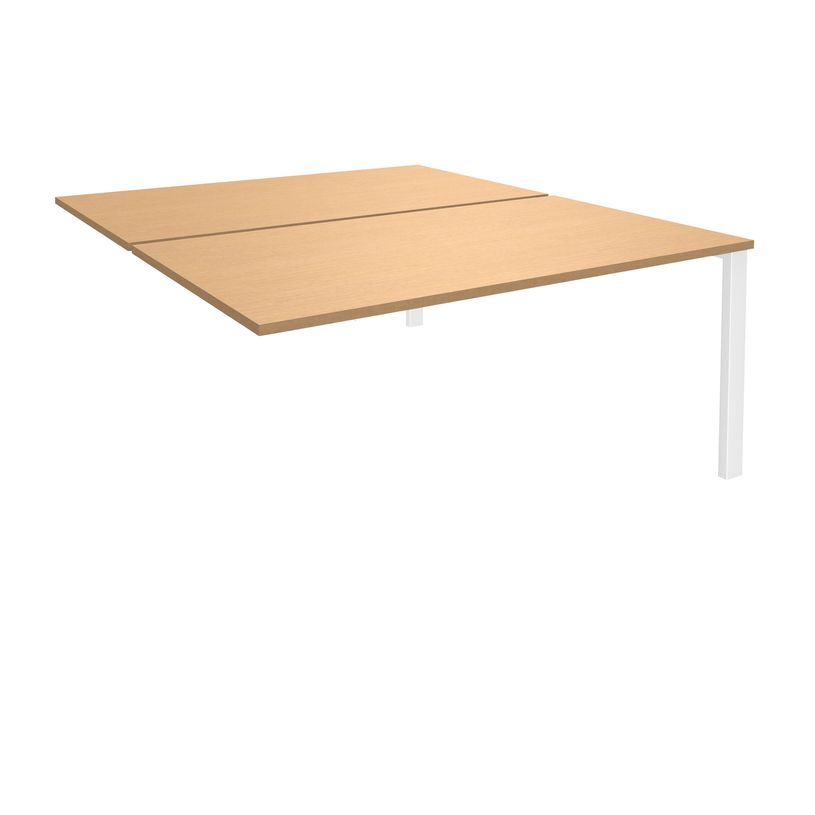 0404000122449-Bureau Bench IRIS - L180 cm - Plan suivant - Pieds blanc - plateau imitation Hêtre-P_400012244_1-0
