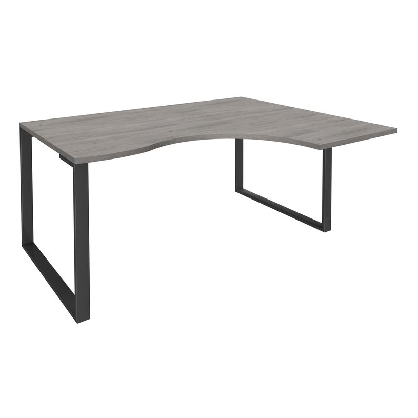 0404000123200-Bureau compact LOFTER - L160 cm - Retour à droite - Plateau imitation chêne gris - pied Carbone - (pied de renfort obligat-P_400012320_1-0