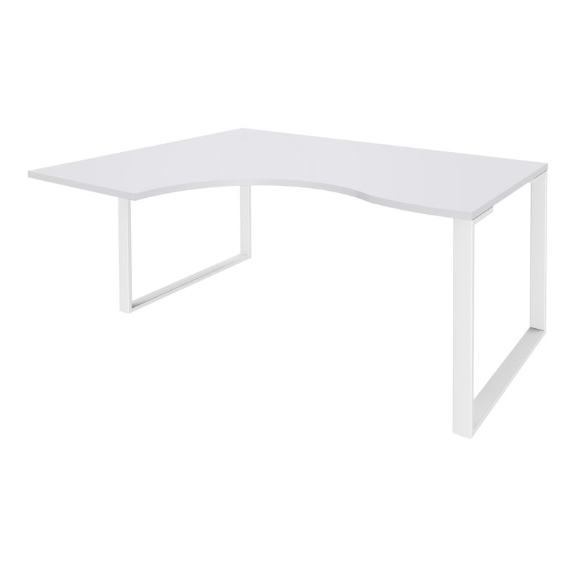 0404000123279-Bureau compact LOFTER - L160 cm - Retour à gauche - Plateau Blanc - pied Blanc - (pied de renfort obligat-P_400012327_1-0