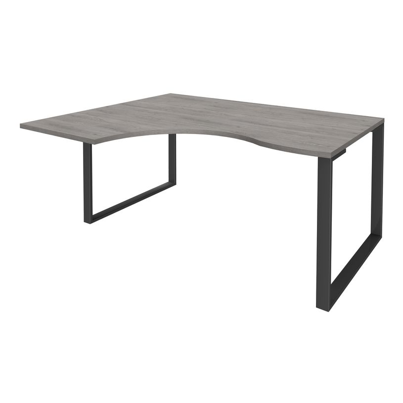 0404000123569-Bureau compact LOFTER - L180 cm - Retour à gauche - Plateau imitation chêne gris - pied Carbone - (pied de renfort obligat-P_400012356_1-0
