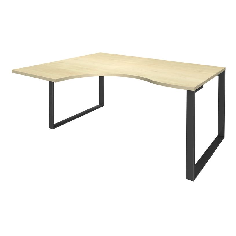 0404000123583-Bureau compact LOFTER - L180 cm - Retour à gauche - Plateau imitation Erable - pied Carbone - (pied de renfort obligat-P_400012358_1-0
