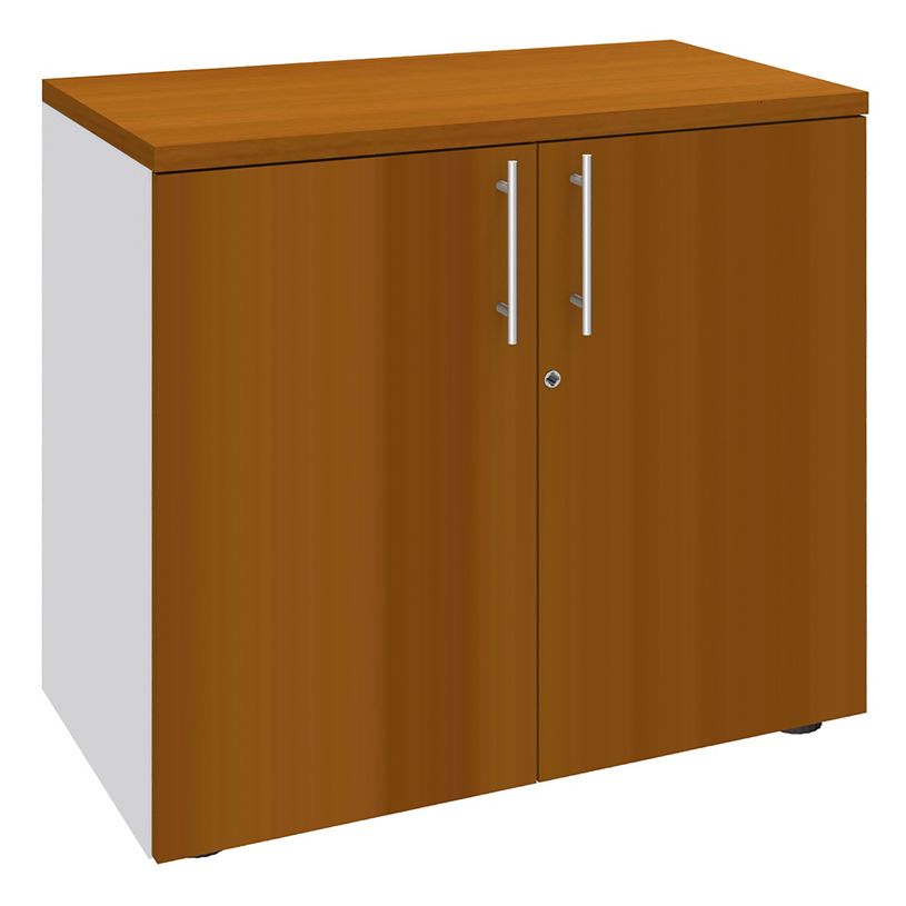 0404000124047-Armoire basse IRIS - H72 x L80 x P47 - 2 portes - Corps Blanc perle - Dessus et portes imi-P_400012404_1-0