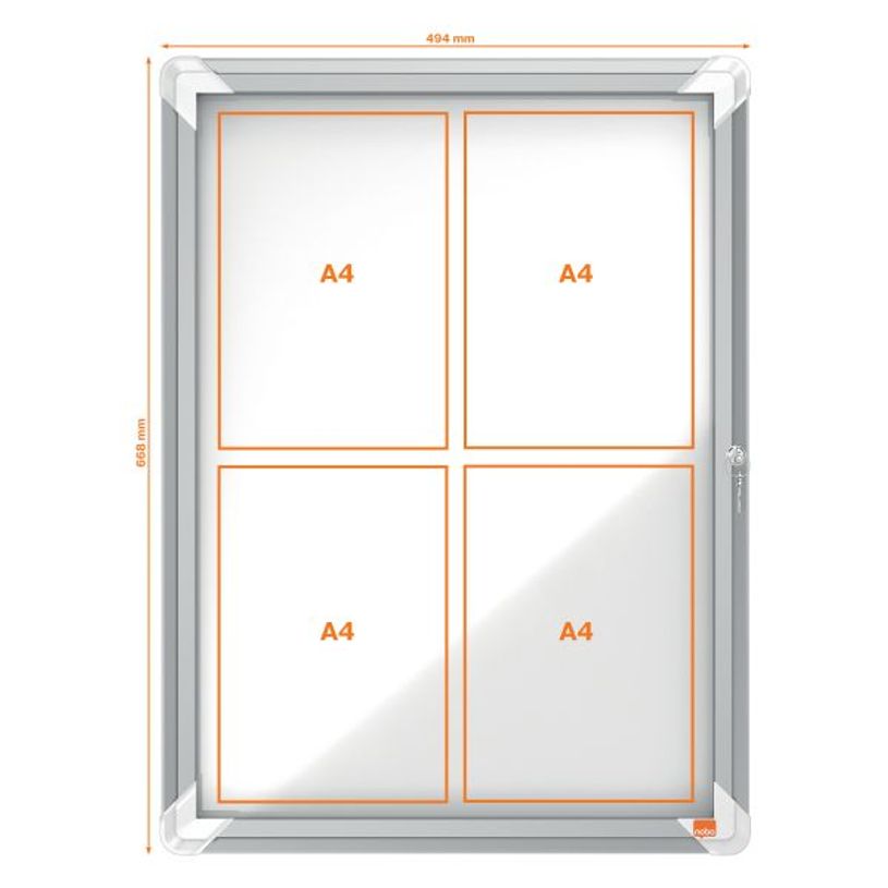 5028252063920-Nobo - Vitrine d'affichage - 4 feuilles A4 - surface magnetique - porte battante - 49,3 x 66,7 x 4,3 cm--2