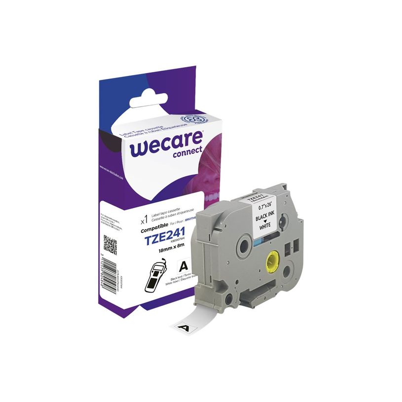 3112539804848-Wecare ruban d'étiquette compatible Brother TZE241 - 1 rouleau (1,8 cm x 8 m) - fond blan-P_400014022_1-0