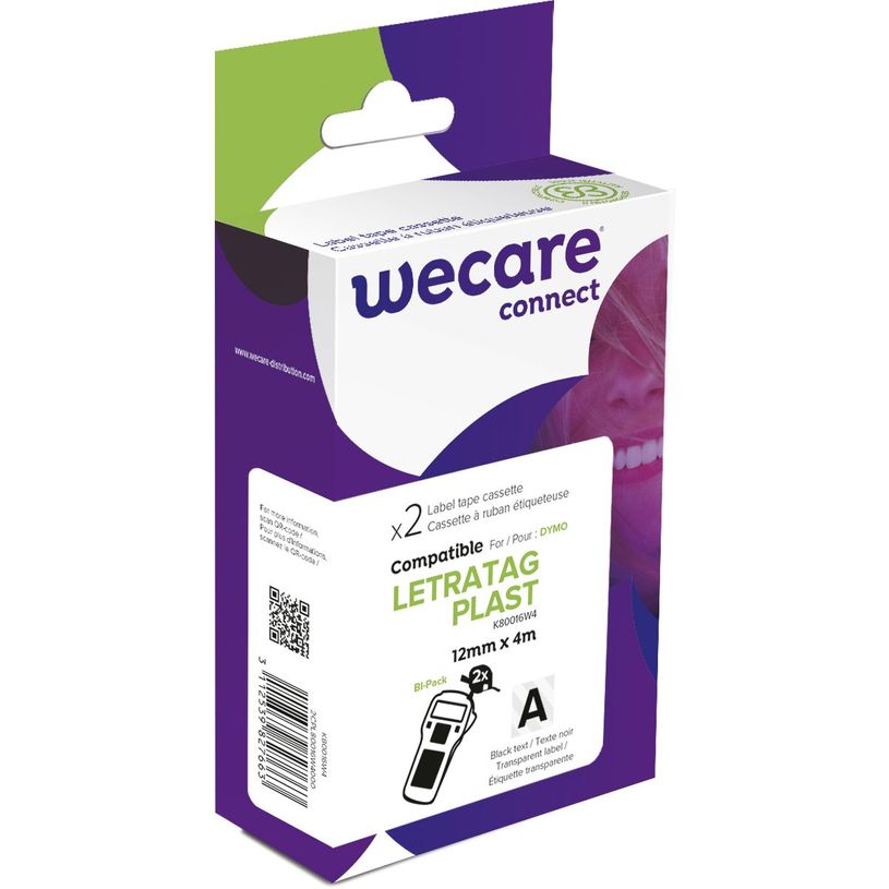 3112539827663-WECARE - lot de 2 Rubans d'étiquettes auto-adhésives pour DYMO LETRATAG PLAST - S0721530 -  rouleau (12 mm x 4 m) - fo-P_400014052_1-0