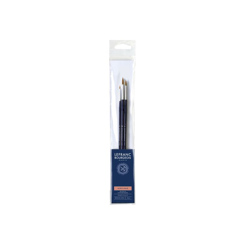 3013643002390-Lefranc Bourgeois - Pack de 3 pinceaux ronds - manche long - N° 2, 6, 10-P_405111423_1-0