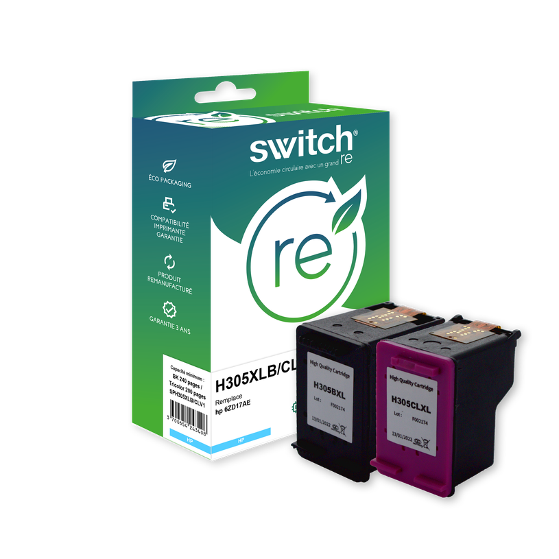 3700654244979-Cartouche compatible HP 305X - Pack de 2 - noir, cyan, magenta, jaune - Switch -P_405112791_1-0