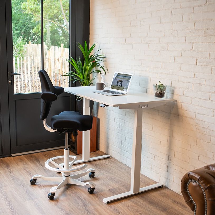 3760350281111-Bureau électrique UGO - L140x80cm - pieds blancs - plateau blanc laqué-P_405113028_1-0