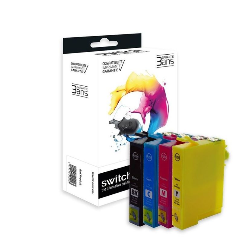 3700654296824-Cartouche compatible Epson T1295 Pomme - pack de 4 - noir, jaune, cyan, magenta - Switch -P_405113323_1-0
