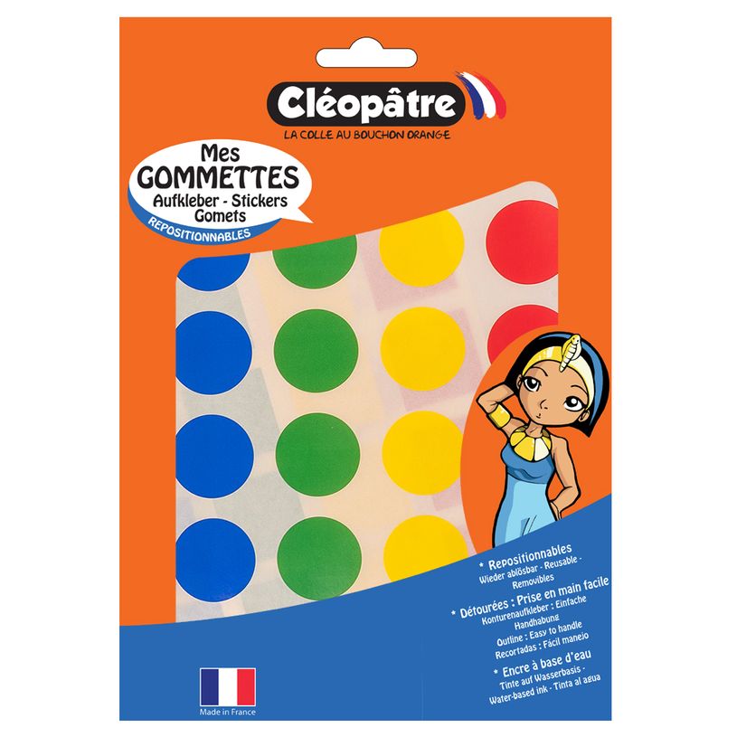 3700162301430-Cléopâtre - 72 gommettes géométriques - 4 cm - 4 couleurs - repositionnables-P_405113482_6-3