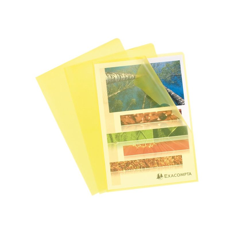 3130631561162-Exacompta - 10 Pochettes coin - A4 - 12/100 - jaune transparent-P_405113669_1-0