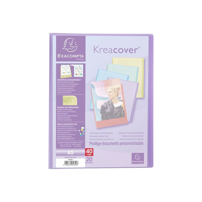 3130630058106-Exacompta Kreacover Pastel - Porte vues personnalisable - 40 vues - A5 - disponible dans d-P_405117486_5-4