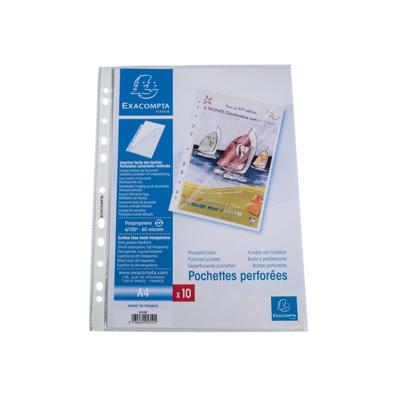 3130630058007-Exacompta - 100 Pochettes perforées - A4 - lisse 6/100 - ouverture 2 côtés-P_405117672_3-2