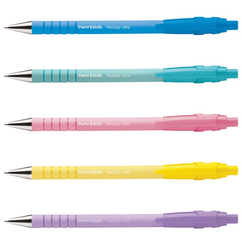 3026981622779-Paper Mate FlexGrip ultra - Pack de 5 stylos à bille (encre bleue) - couleurs pastels ass-P_405118211_2-1