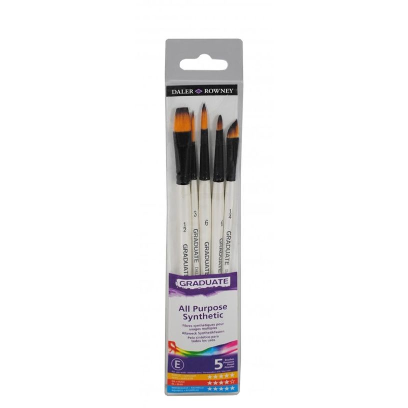 5011386082028- Daler-Rowney Graduate - Pack de 5 pinceaux synthétiques pour aquarelle-P_405119464_1-0