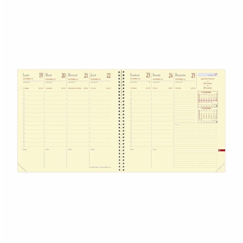 3371010488704-Agenda à spirale Soho Executif Prestige - 1 semaine sur 2 pages - 16 x 16 cm - beige - Quo Vadis--1