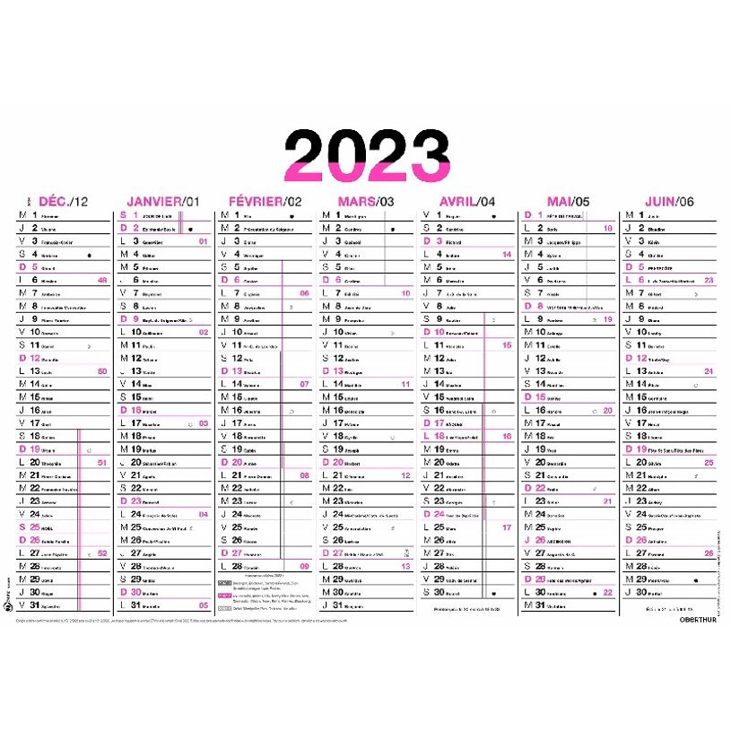 3664447135861-Oberthur Fluo - Calendrier 7 mois par face - 43 x 55 cm - rose-P_405120450_1-0