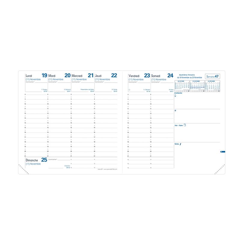 3371010475926-Agenda Club Executif avec répertoire - 1 semaine sur 2 pages - 16 x 16 cm - sauge - Quo V-P_405120831_2-1