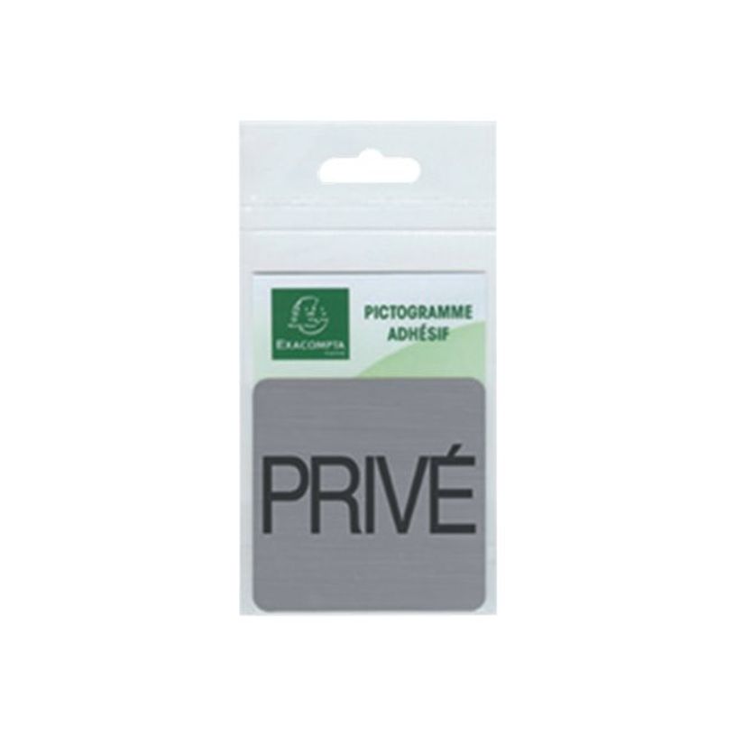 3130630671770-Exacompta - Plaque de signalisation Privé - 75 x 75 mm - aluminium brossé-P_405121415_3-0