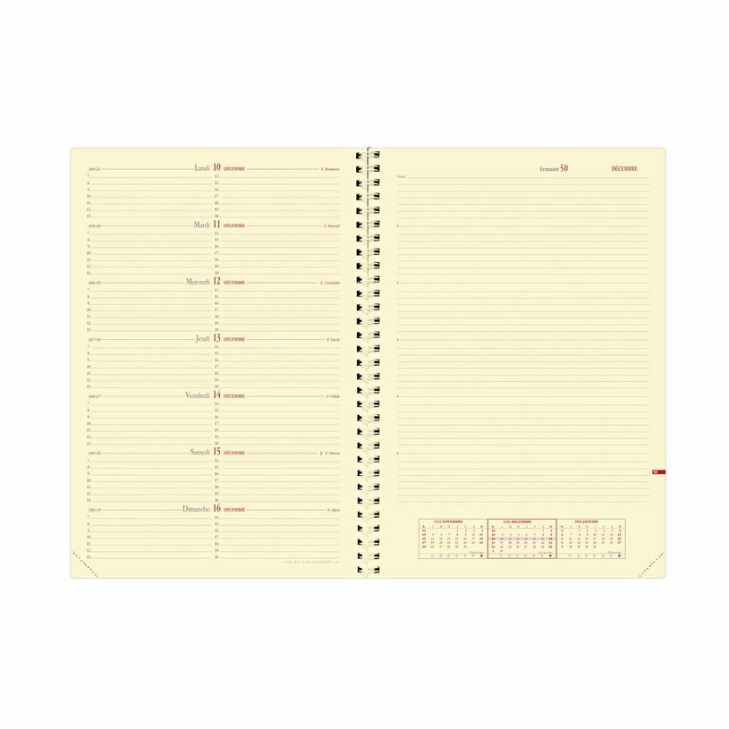 3371010445783-Agenda à spirale Soho Note 29S - 1 semaine sur 2 pages - 21 x 29,7 cm - rouge - Quo Vadis--1