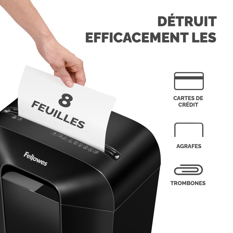 0043859771097-Fellowes Powershred LX41 - Destructeur de documents mini-cut - 8 feuilles - Corbeille 17 l-P_405127680_4-3