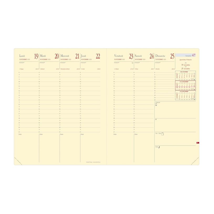 3371010482122-Agenda Impala President Prestige avec répertoire - 1 semaine sur 2 pages - 21 x 27 cm  - rouge - Quo V--1