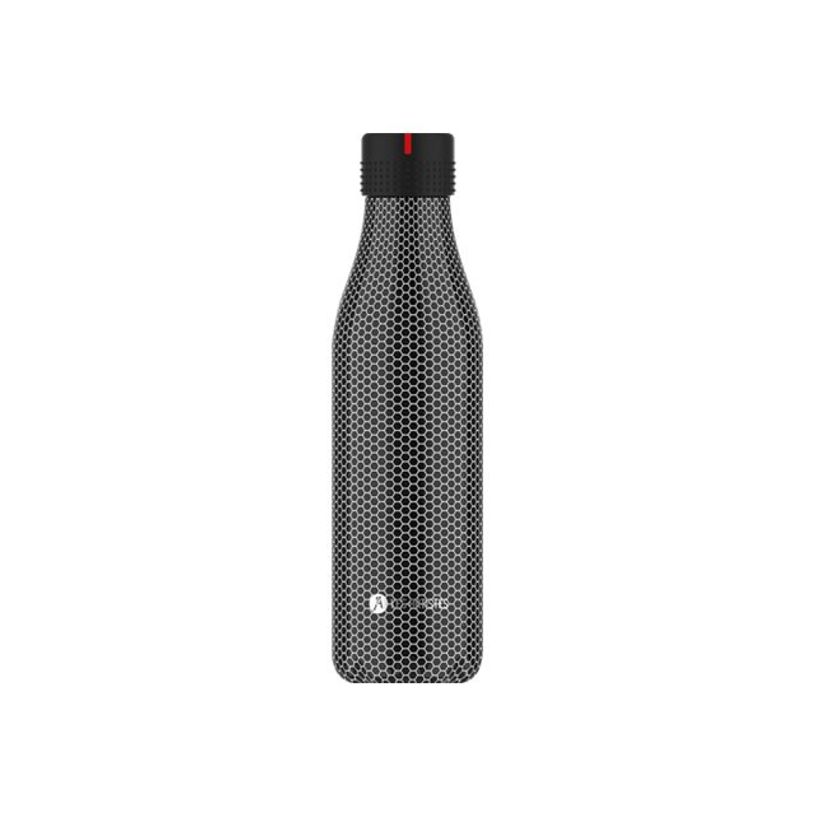 3614300081378-Les Artistes Paris - Gourde Bouteille isotherme 500 ml - noir texture métal - acier inoxy-P_405133666_1-0