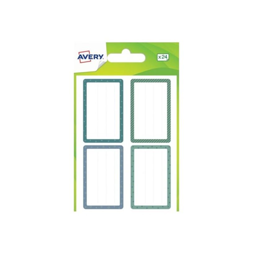 5014702147258-Avery - 24 Étiquettes scolaires - 36 x 56 mm - motifs bleus et verts-P_405141339_1-0