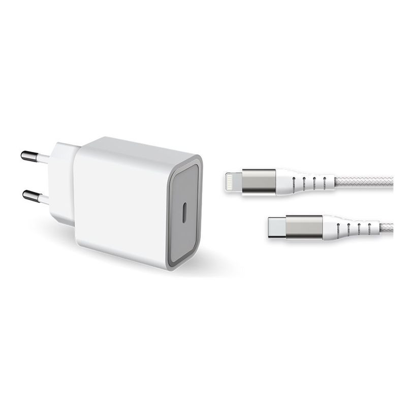 3571211496175-Force Power Lite - Chargeur secteur pour smartphone - 20W - Power Delivery + Cable Renforcé - USB C/Ligh-P_405141717_2-0