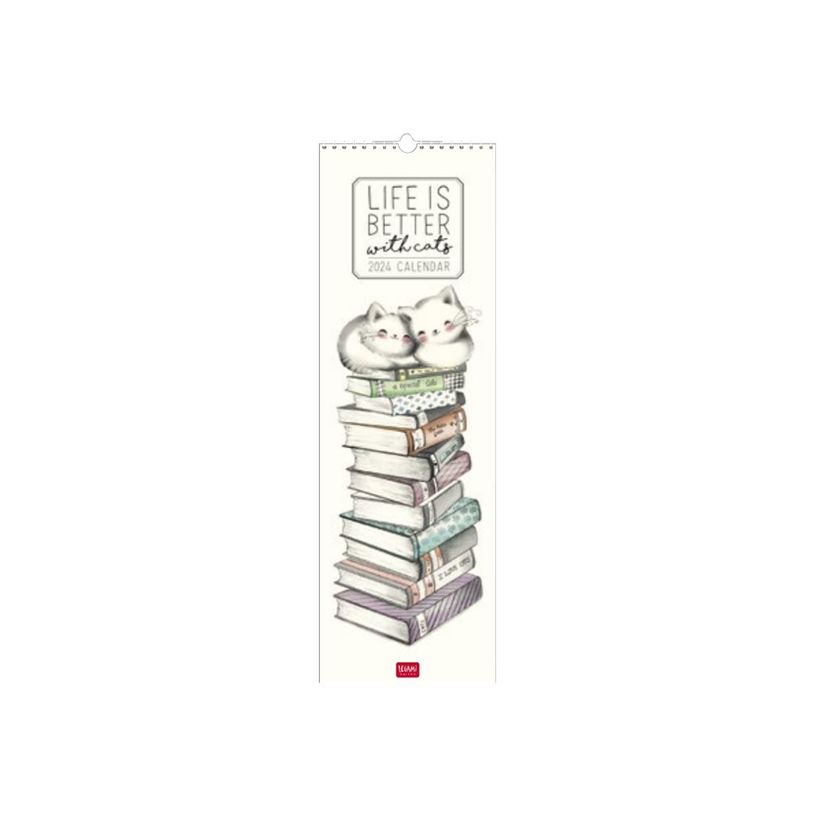 8051128759631-Calendrier mensuel 2024 - 16 x 49 cm - life is better with cats-P_405143116_1-0