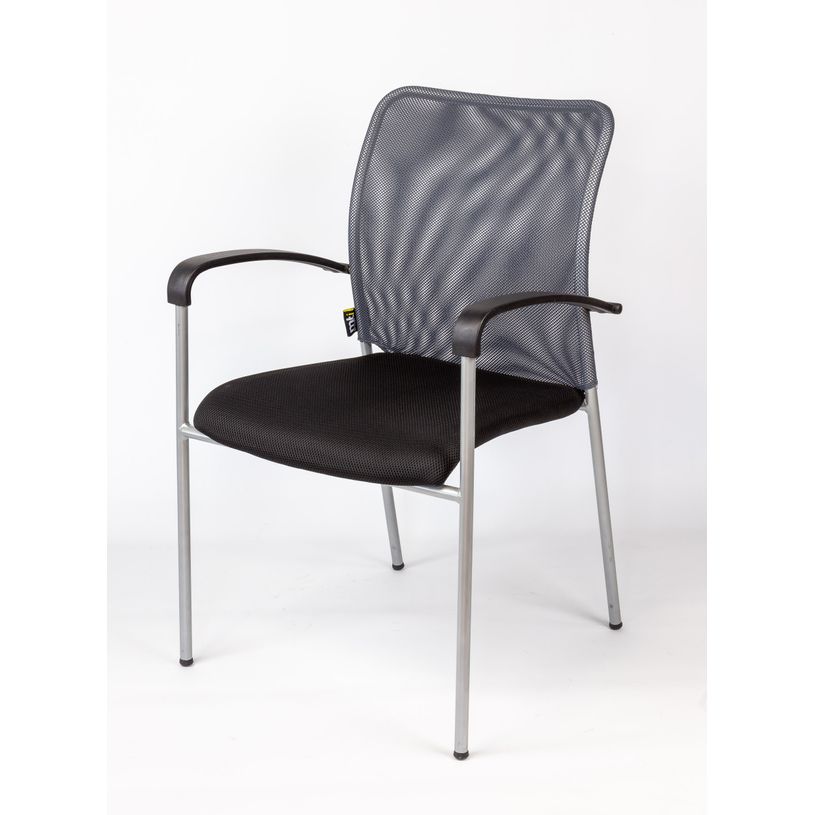 0404051443432-Lot de 4 chaises JULIA - avec accoudoirs - assise noire et dossier gris-P_405144343_2-1