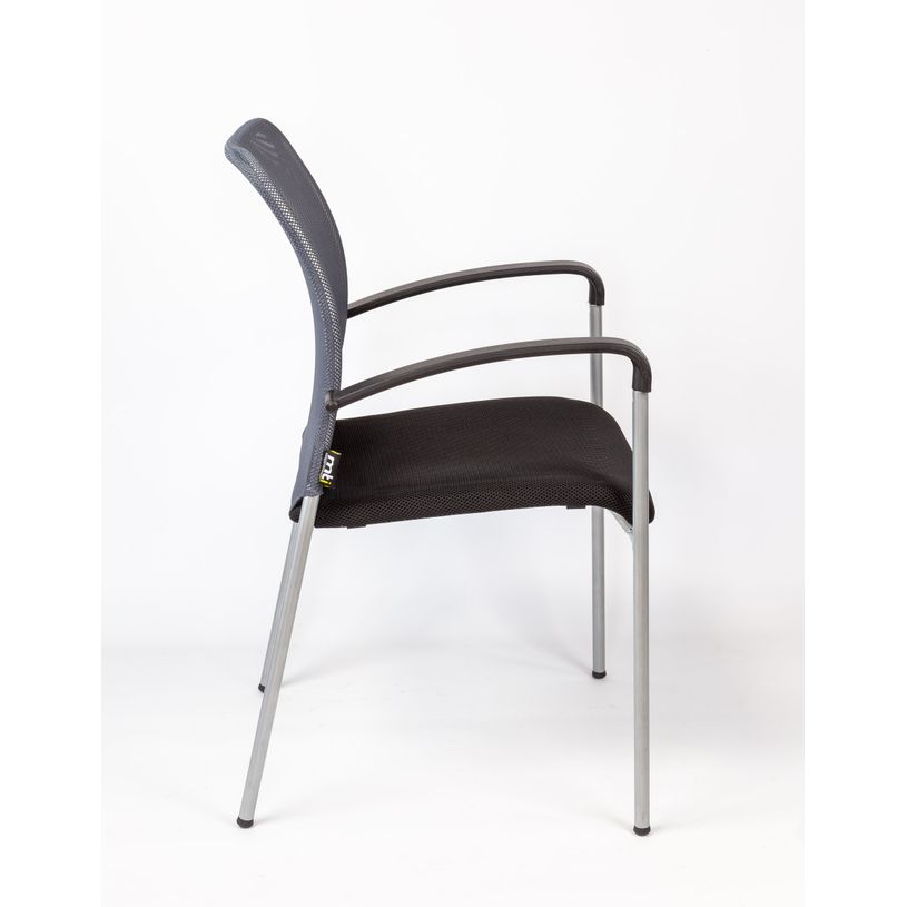 0404051443432-Lot de 4 chaises JULIA - avec accoudoirs - assise noire et dossier gris-P_405144343_3-2