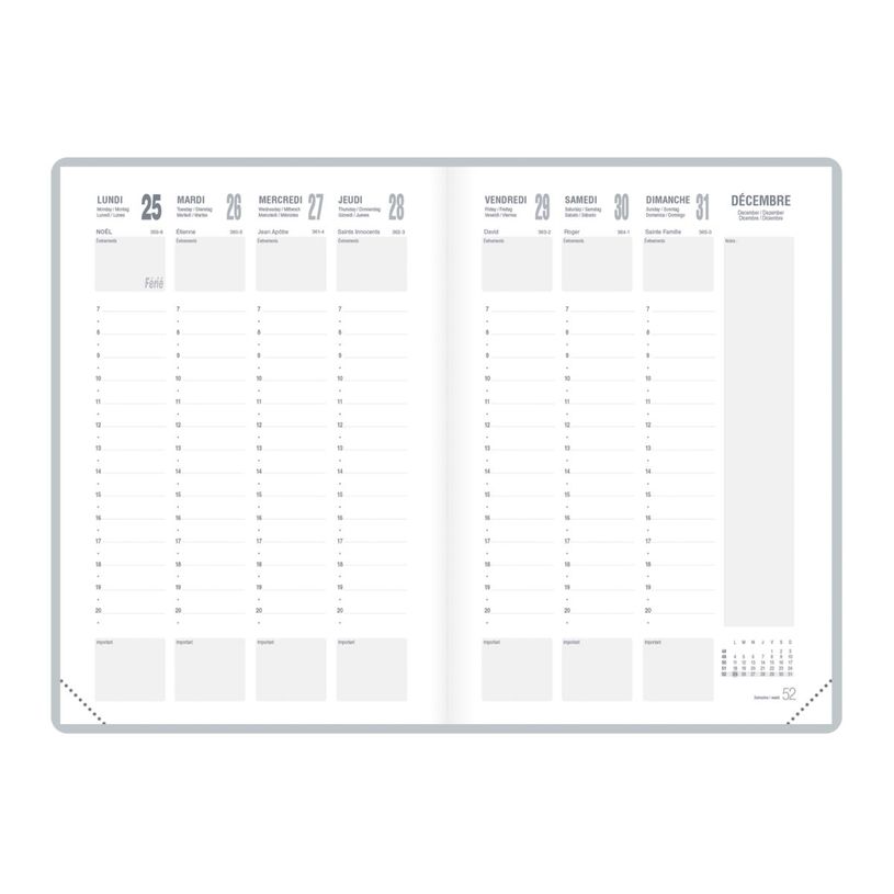 3147280266652-Agenda de poche Classique - 1 semaine sur 2 pages - 9 x 13 cm - noir - Lecas--1