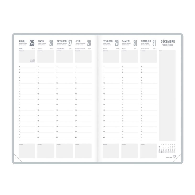 3147280266775-Agenda Classique - 1 semaine sur 2 pages - 16 x 24 cm - noir - Lecas--1