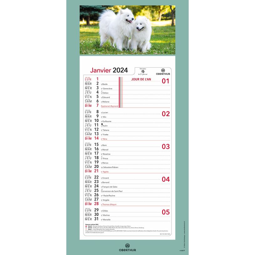 3664447162157-Calendrier mensuel en papier sur plaque illustrée - 16 x 33 cm - différents modèles dis-P_405149441_6-5