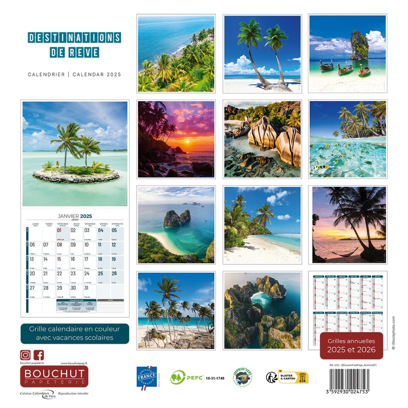 3592930027044-Calendrier illustré BOUCHUT 30 x 30 cm DESTINATIONS DE REVE 70 %-P_405149837_3-2