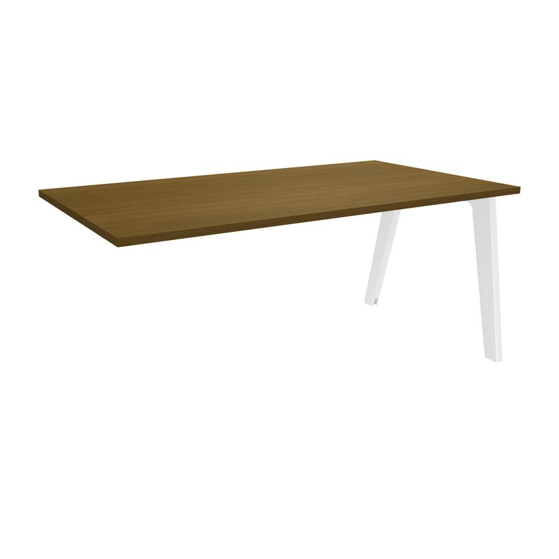 3253310341104-Bureau simple STEELY - L160 cm - Bureau suivant - Pieds blanc - plateau imitation noyer-P_405150750_1-0