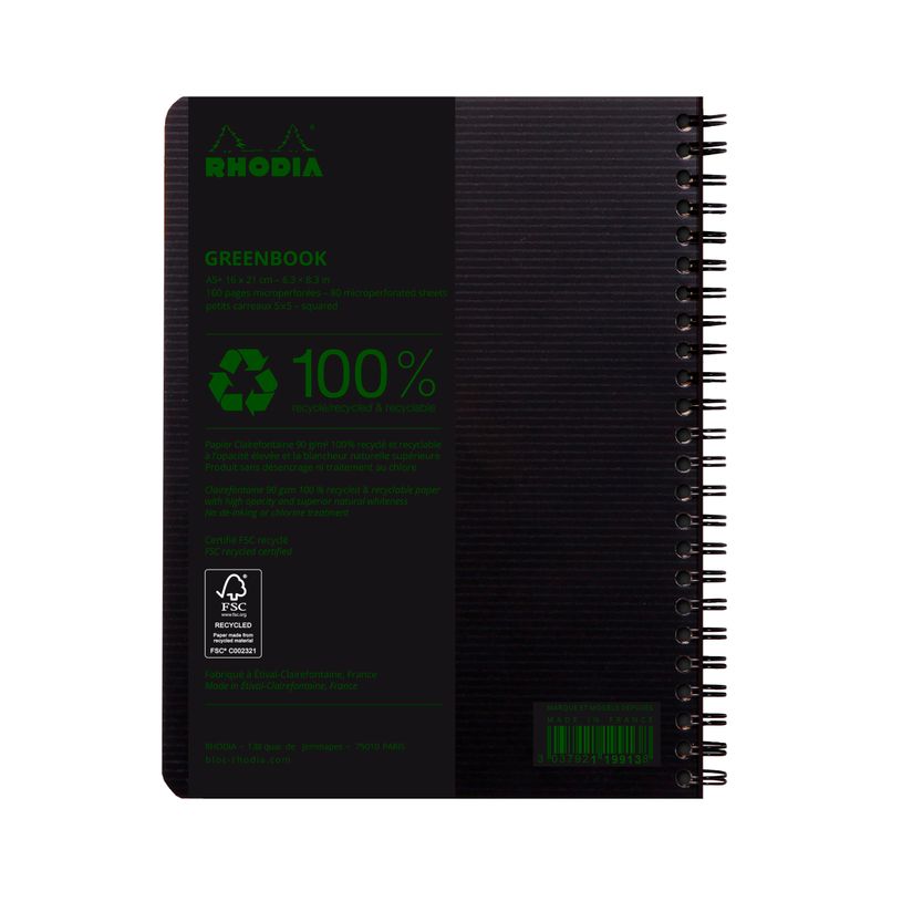 3037921199138-RhodiActive Greenbook - Cahier à spirale 100% recyclé - A5+ (16 x 21 cm) - 160 pages 90 g/m² - p-P_405150825_2-1